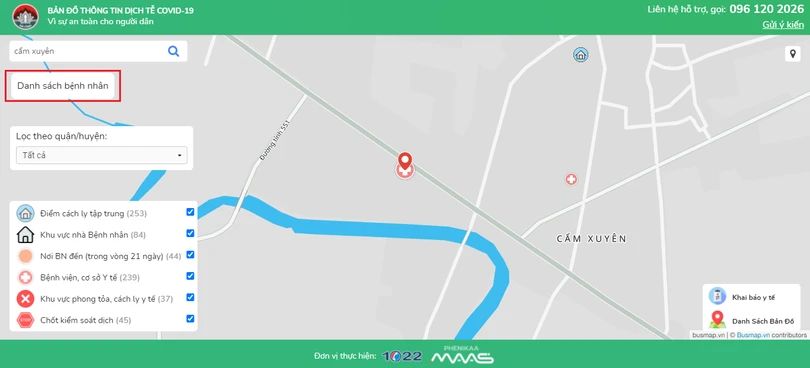 Sở TT&TT Hà Tĩnh hướng dẫn sử dụng bản đồ thông tin dịch tễ bệnh nhân Covid-19