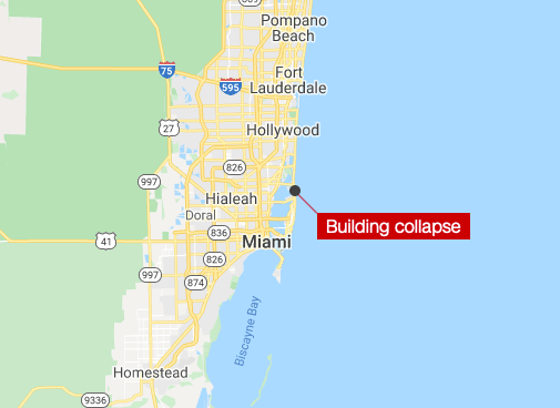 Hiện trường vụ sập chung cư 12 tầng ở Mỹ làm một người chết