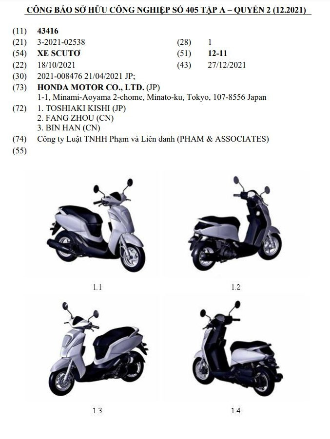 Xe tay ga Honda Genio được đăng ký bản quyền tại Việt Nam