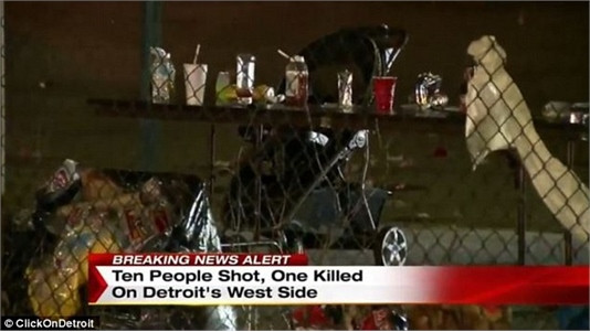 Hiện trường vụ xả súng tại một bữa tiệc ở thành phố Detroit. (Nguồn: Clickondetroit)