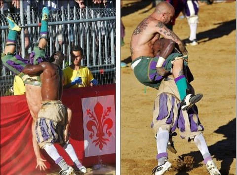 Trên sân sẽ có 1 trọng tài chính và 6 trọng tài biên nhằm đảm bảo ổn định cho trận đấu, nhưng điều này là rất khó vì lúc nào trên sân cũng xảy ra hàng chục vụ ẩu chiến cần họ giải quyết.