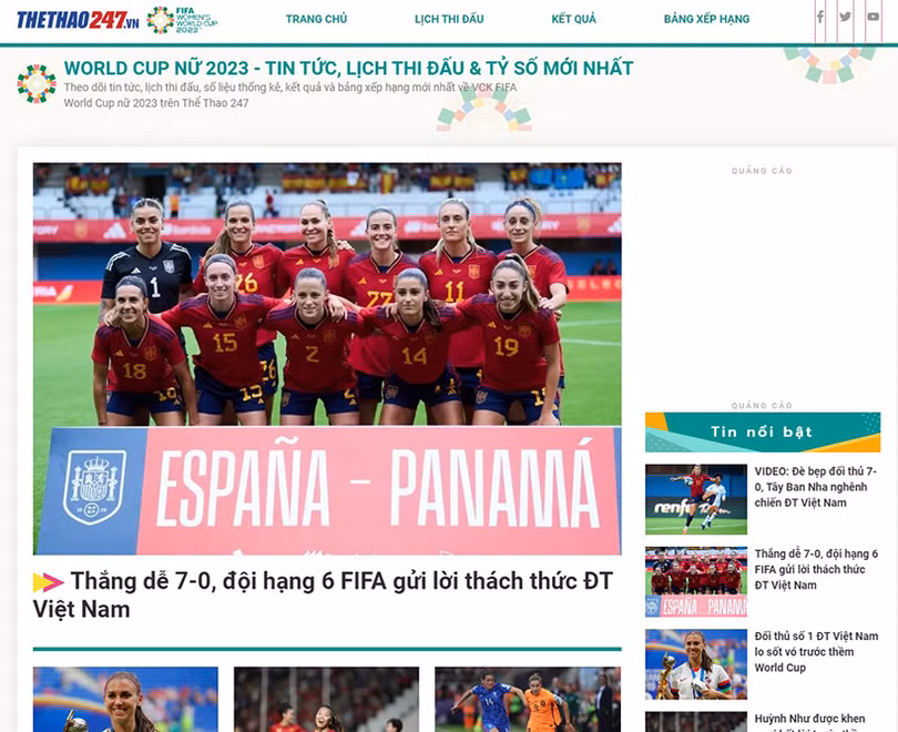 Sôi động World Cup nữ 2023 với Thể Thao 247