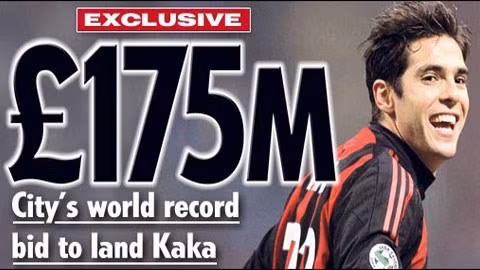 Kaka suýt đầu quân cho Man City