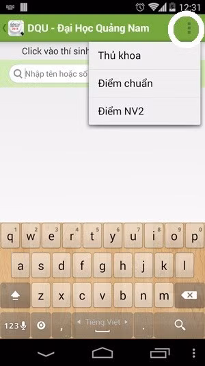 Ứng dụng xem điểm chuẩn Đại học 2014: Theo giới thiệu của nhà phát triển thì ứng dụng này có thêm khả năng xem điểm chuẩn và xem cả điểm nguyện vọng 2, bằng cách người dùng nhấn vào danh mục (khoanh tròn) bên cạnh tên mỗi trường.
