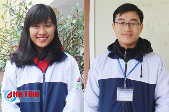 Lê Thị Thủy Tiên (lớp 12 Sử Địa, Trường THPT Chuyên Hà Tĩnh giành giải nhất môn Địa lý) và Bùi Đức Tuấn Dũng - học sinh lớp 10 đầu tiên của Hà Tĩnh đoạt giải quốc gia lớp 12. Lê Thị Thủy Tiên (lớp 12 Sử Địa, Trường THPT Chuyên Hà Tĩnh giành giải nhất môn Địa lý) và Bùi Đức Tuấn Dũng - học sinh lớp 10 đầu tiên của Hà Tĩnh đoạt giải quốc gia lớp 12.