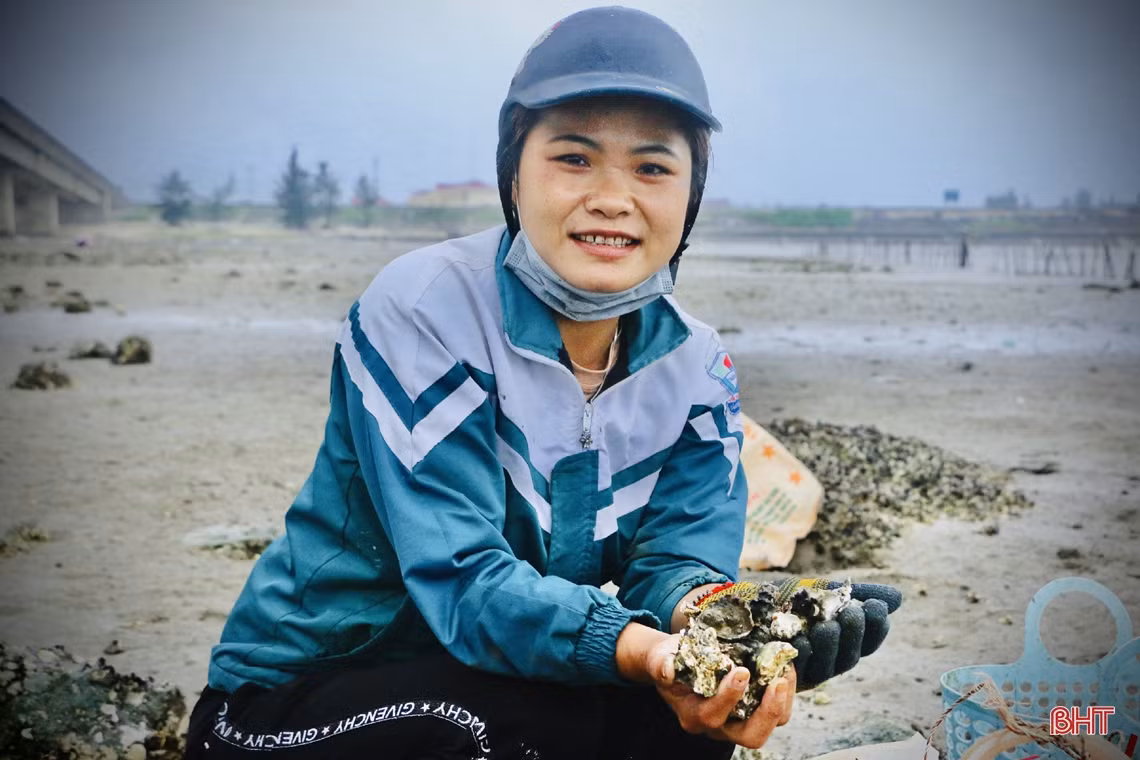 Xem phụ nữ miền biển Hà Tĩnh đục đá tìm hàu