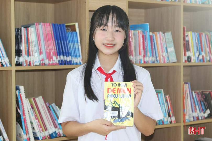 Phương Thảo lựa chọn tác phẩm "Dế Mèn phiêu lưu ký" để tham gia cuộc thi "Đại sứ văn hóa đọc" Hà Tĩnh năm 2024. z5639794280258_7171ae63a09a85b99053e8ae05c62252.jpg