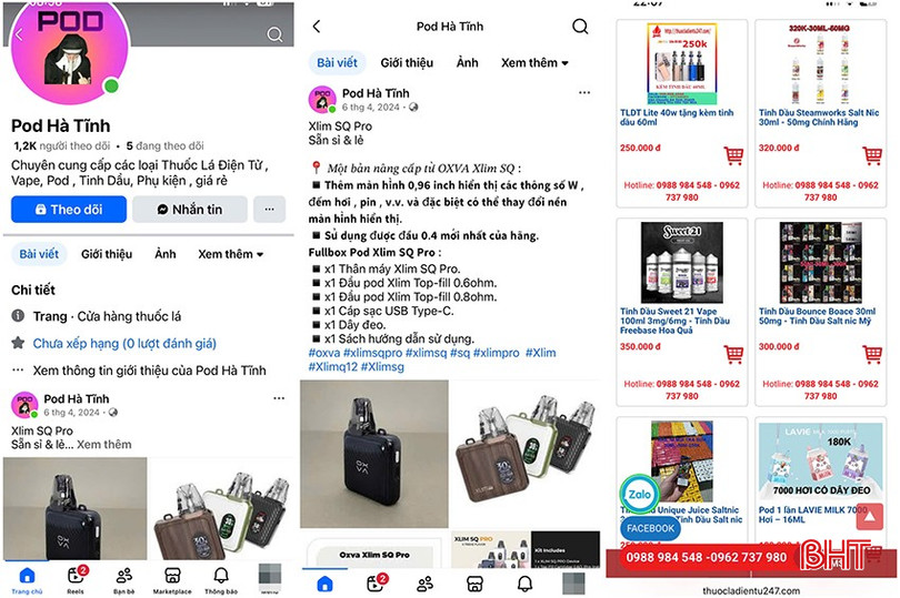 Nhiều trang Facebook, trang web bán thuốc lá điện tử vẫn hoạt động, bất chấp lệnh cấm. bqbht_br_z7067646236649-86ee7a074b7688830137af107744508e.jpg
