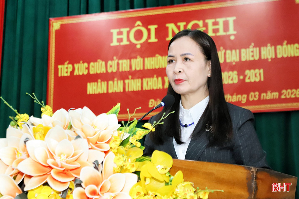 Bà Nguyễn Thị Lệ Hà - Ủy viên Ban Chấp hành Trung ương Hội LHPN Việt Nam, Ủy viên BCH Đảng bộ tỉnh, Phó Chủ tịch Ủy ban MTTQ Việt Nam tỉnh, Chủ tịch Hội LHPN tỉnh trình bày chương trình hành động.