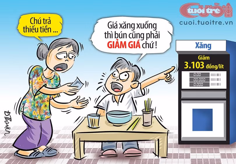 GÓC HÀI HƯỚC: Xăng giảm rồi nè bà chủ!