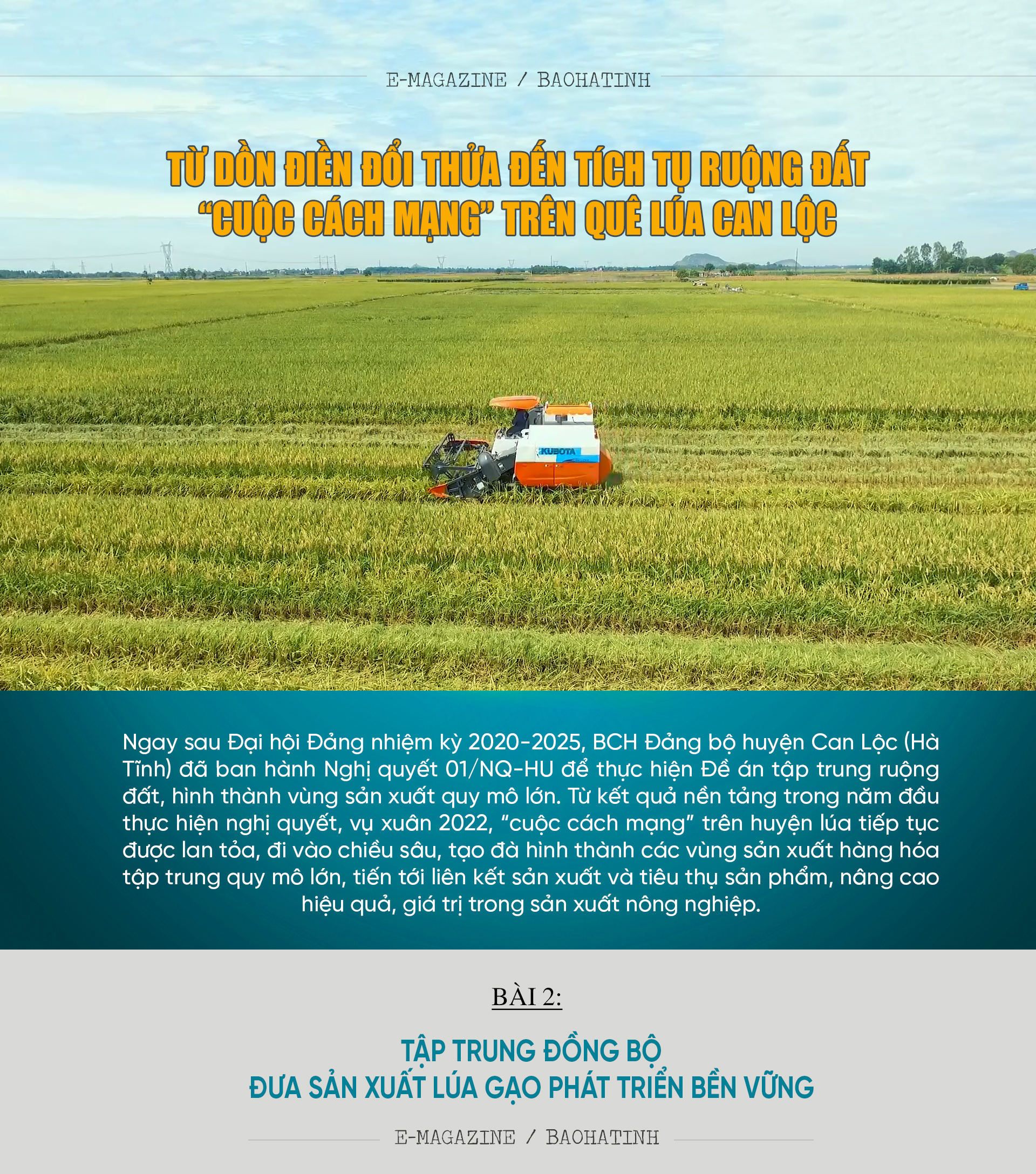 Từ dồn điền đổi thửa đến tích tụ ruộng đất - “cuộc cách mạng” trên quê lúa Can Lộc (bài 2): Tập trung đồng bộ, đưa sản xuất lúa gạo phát triển bền vững