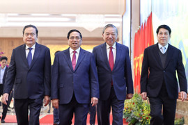 Tổng Bí thư Tô Lâm và các đồng chí lãnh đạo chủ chốt dự hội nghị của Chính phủ và chính quyền địa phương