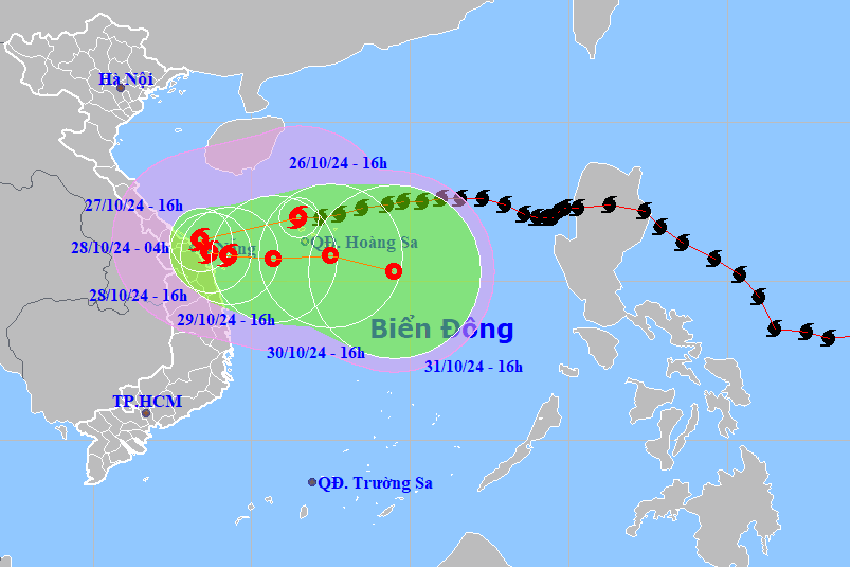 Bão số 6 cách Đà Nẵng khoảng 370km, gió giật cấp 14