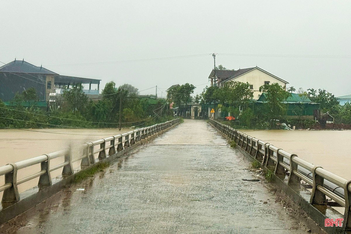 Nước sông Ngàn Mọ dâng cao gây nguy cơ cao ngập lụt ở các thôn ven sông thuộc xã Cẩm Duệ. bqbht_br_10.jpg