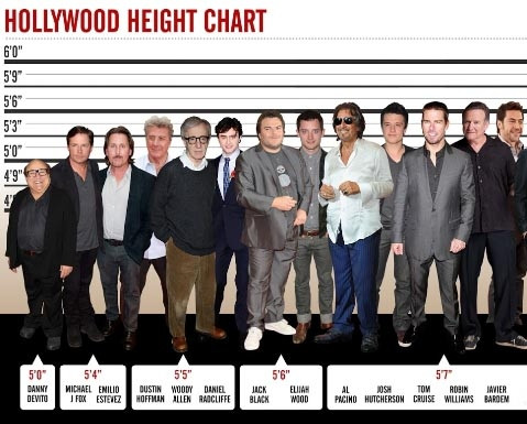 Bảng xếp hạng chiều cao của một số tài tử nổi tiếng nhất Hollywood từ 1,5m đến 1,7m Bảng xếp hạng chiều cao của một số tài tử nổi tiếng nhất Hollywood từ 1,5m đến 1,7m