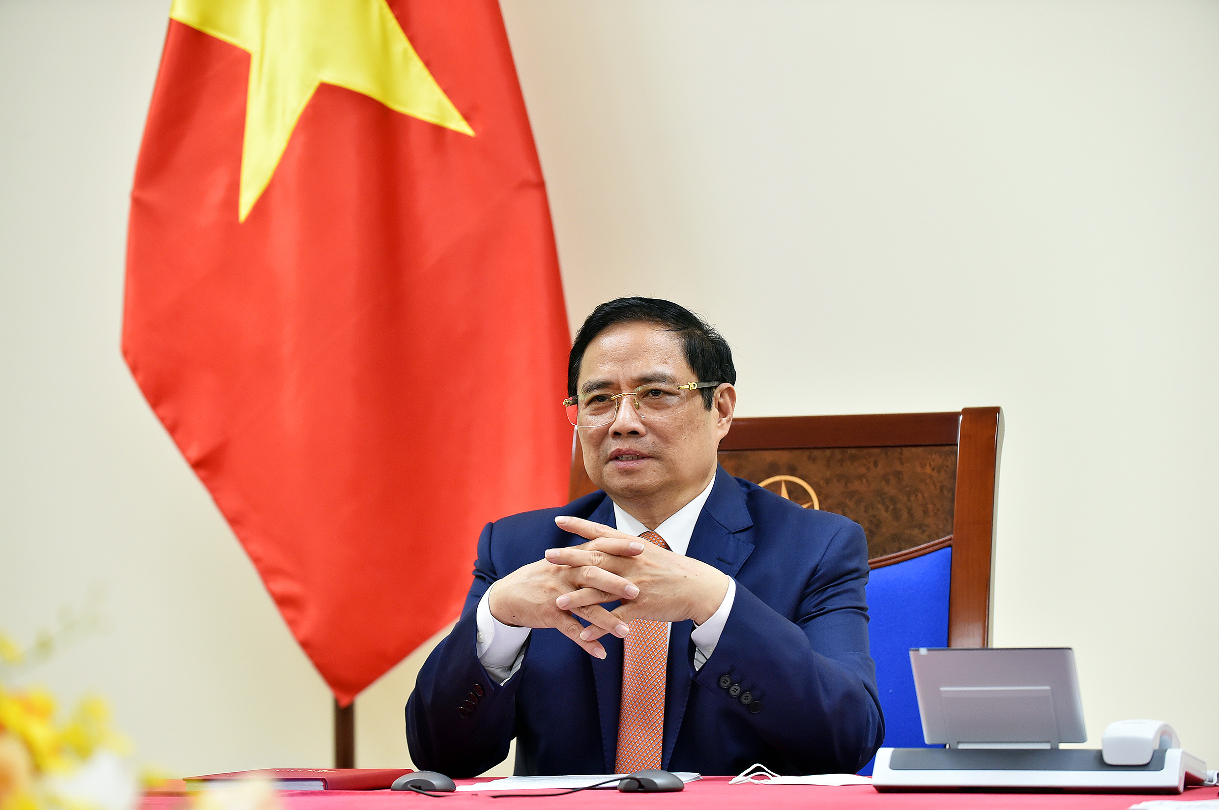 Tại cuộc điện đàm giữa Thủ tướng Phạm Minh Chính và Thủ tướng Đức Angela Merkel, phía Đức đánh giá cao tinh thần đoàn kết và hỗ trợ lẫn nhau của hai nước trong đại dịch, khẳng định chủ trương tăng cường hợp tác với Việt Nam trong phòng chống COVID-19. - Ảnh: VGP/Nhật Bắc Thủ tướng Phạm Minh Chính đề nghị Đức hợp tác chuyển giao công nghệ vaccine Covid-19