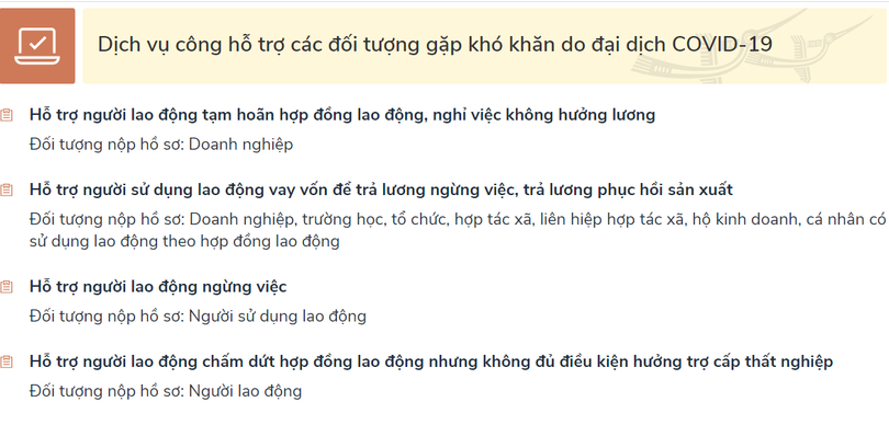 Xử lý hồ sơ dịch vụ công hỗ trợ đối tượng gặp khó khăn do đại dịch COVID-19