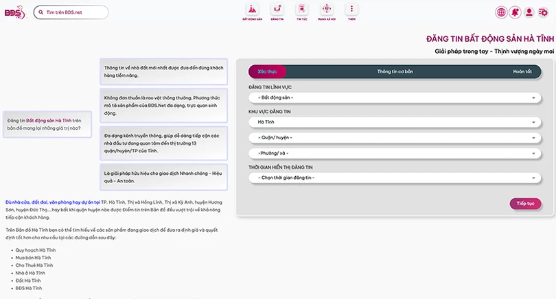 BDS NET đồng hành cùng thị trường bất động sản Hà Tĩnh