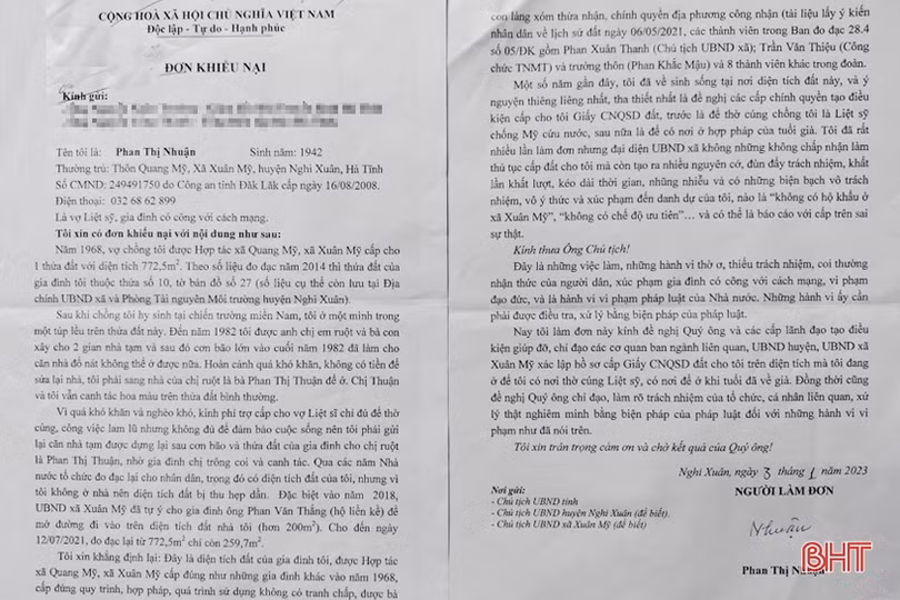 Không có cơ sở để công nhận QSDĐ cho bà Phan Thị Nhuận ở Nghi Xuân
