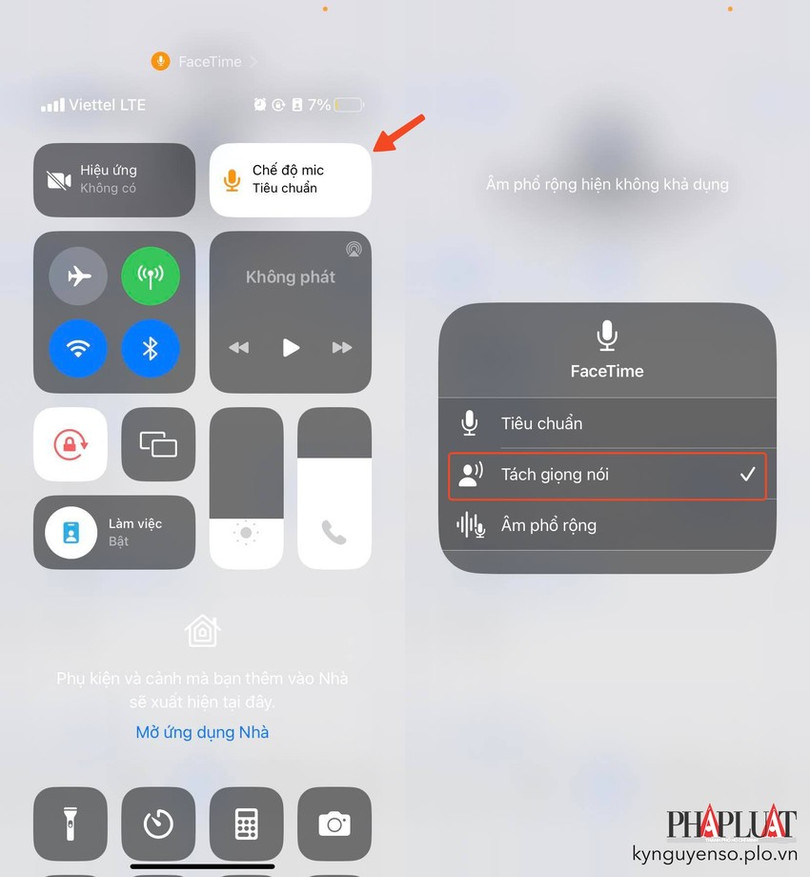 Cách bật tính năng Voice Isolation (tách giọng nói) trên iPhone. Ảnh: MINH HOÀNG Cách bật tính năng chống ồn trên iPhone
