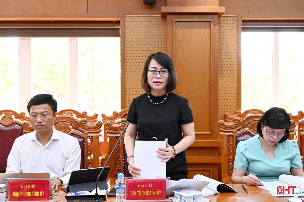 Phó Trưởng ban Tổ chức Tỉnh ủy Phan Thị Tố Hoa góp ý các nội dung dự thảo báo cáo chính trị. bqbht_br_dsc-038f1.jpg