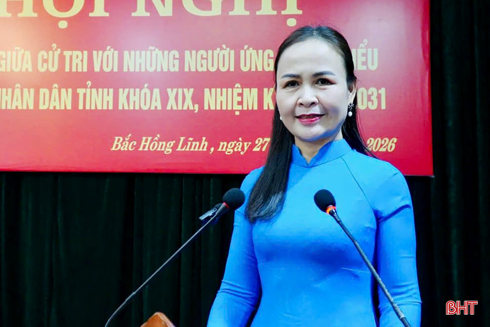 Bà Nguyễn Thị Lệ Hà - Chủ tịch Hội LHPN tỉnh trình bày chương trình hành động.