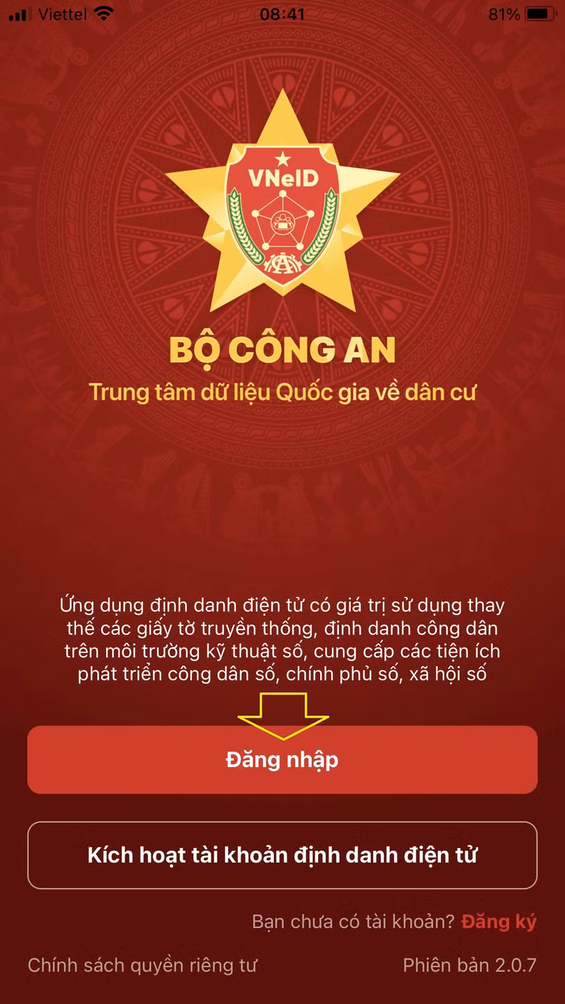 Hướng dẫn đăng nhập VNeID trên smartphone mới