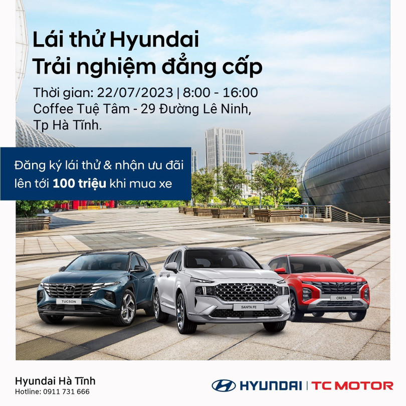 Lái thử xe Hyundai tại thành phố Hà Tĩnh