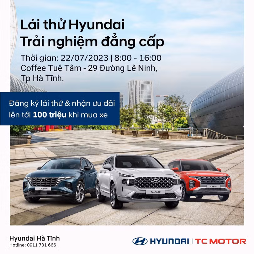 Lái thử xe Hyundai tại thành phố Hà Tĩnh