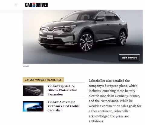 Truyền thông quốc tế nói gì về sự kiện ra mắt xe VinFast tại Mỹ?