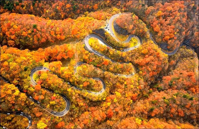 Cảnh mùa thu tuyệt đẹp trên cung đường có 48 khúc cua