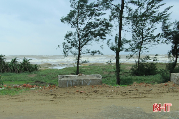 Mưa lớn gây sạt lở, uy hiếp đê biển Nghi Xuân