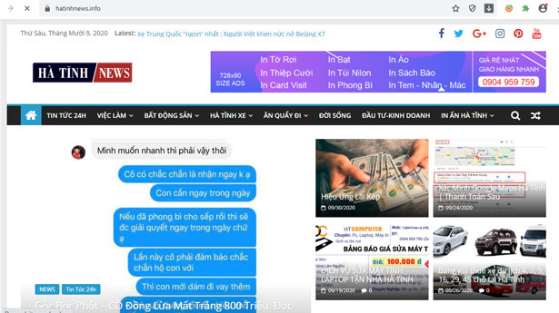 Xử phạt chủ thể một trang thông tin điện tử tổng hợp ở Hà Tĩnh hoạt động bất hợp pháp