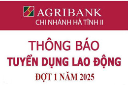 Agribank - Chi nhánh Hà Tĩnh II tuyển dụng lao động