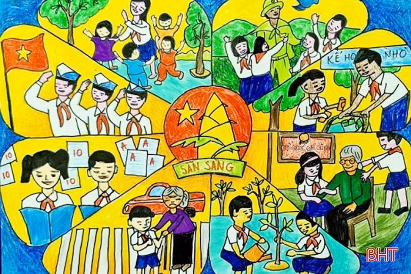 Xem tranh vẽ của thiếu nhi Hà Tĩnh chào mừng Đại hội Đoàn toàn quốc