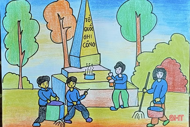 Xem tranh vẽ của thiếu nhi Hà Tĩnh chào mừng Đại hội Đoàn toàn quốc