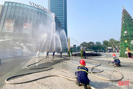 Thực tập phương án chữa cháy tại Vincom Plaza Hà Tĩnh 