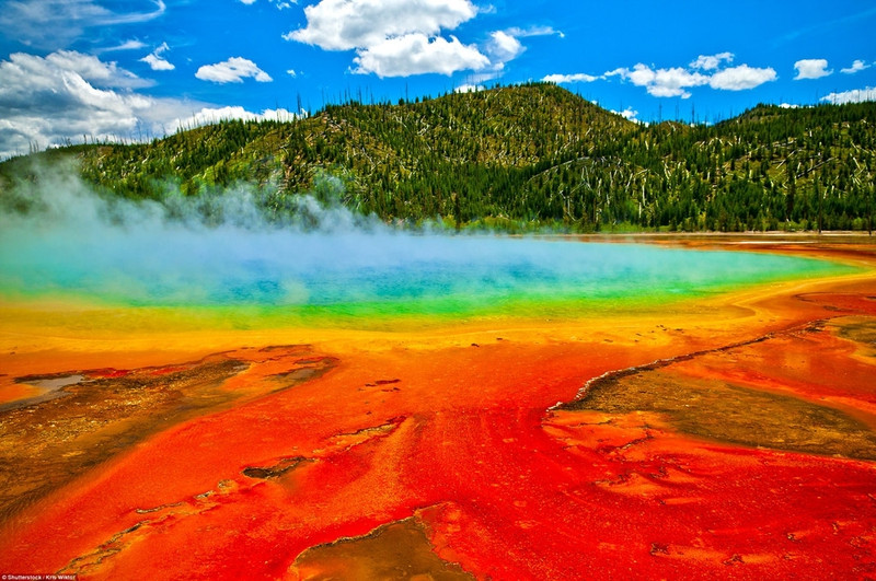 Vườn quốc gia Yellowstone, Mỹ: Vườn quốc gia có diện tích khoảng 9.000 km2 với 96% nằm ở Wyoming, 3% ở Montana và 1% ở Idaho. Yellowstone nổi tiếng với điểm địa nhiệt, mạch nước phun cùng vẻ đẹp tự nhiên và các hệ sinh thái hoang dã, nơi nhiều loài quý hiếm và nguy cấp đang sinh sống. Bên cạnh đó, nơi đây còn là một trong số ít hệ sinh thái còn sót lại còn lại ở vùng ôn đới phía Bắc của trái đất, cung cấp địa điểm cho việc bảo tồn và nghiên cứu. Ảnh: Shutterstock/Kris Wiktor. 9 di san thien nhien noi bat nhat the gioi