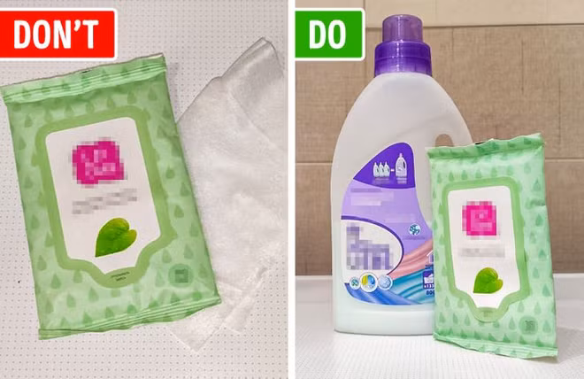 Mẹo giặt quần áo sạch hơn với khăn giấy ướt
