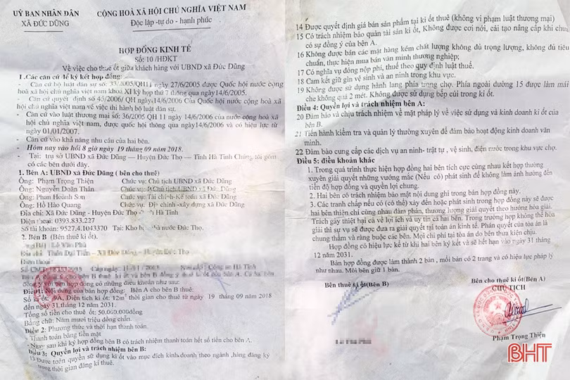 Chủ tịch xã ở Đức Thọ cho thuê ki ốt kinh doanh trái thẩm quyền