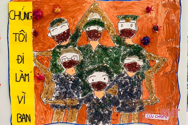 Các “họa sỹ” mầm non Trí Đức vẽ tranh phòng chống dịch Covid-19 ảnh 5 Các “họa sỹ” mầm non Trí Đức vẽ tranh phòng chống dịch Covid-19