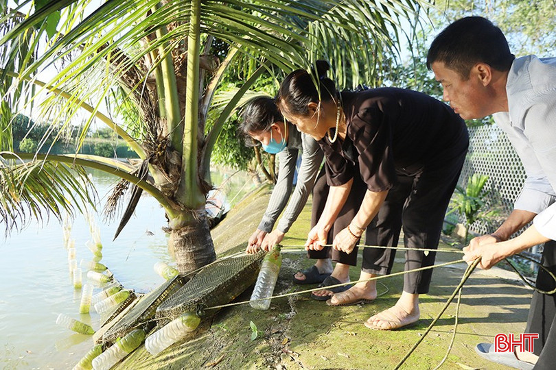 Mô hình của ông Đức thường xuyên được các hội viên Hội Nông dân trên địa bàn đến tham quan, học hỏi. bqbht_br_4.jpg