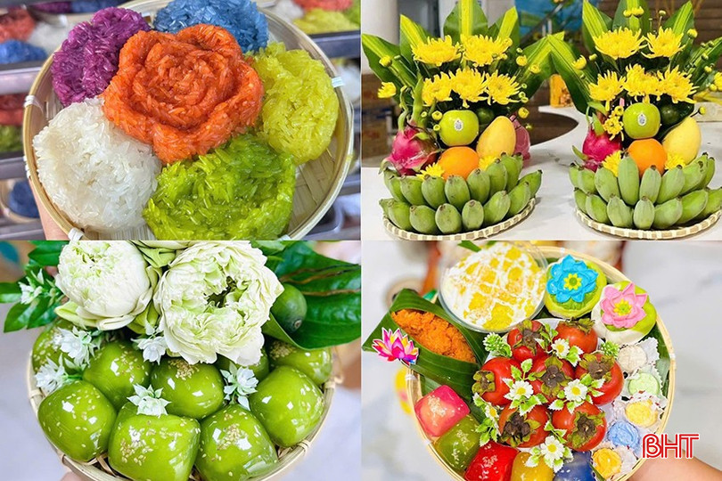 Những mâm lễ được trình bày đẹp mắt trở thành mặt hàng được ưa chuộng. bqbht_br_f4.jpg