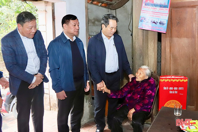 Đoàn tặng quà, chúc tết bà Lê Thị Loan. bqbht_br_u2.jpg