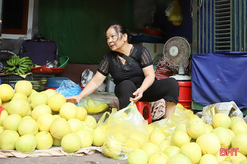 Trung bình mỗi ngày bà Ngô Thị Xuân bán hơn 500 quả bưởi. 1.jpg