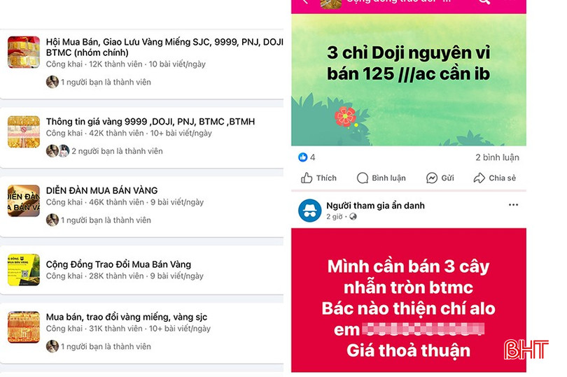 Không khó để người dùng có thể tiếp cận các hội nhóm, bài viết mua bán vàng trên các nền tảng mạng xã hội. bqbht_br_p1.jpg