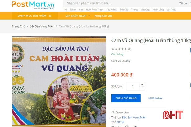 Đưa cam Vũ Quang lên sàn thương mại điện tử
