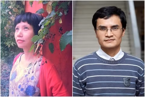 Nhà văn Thuận (trái) và dịch giả Đinh Bá Anh