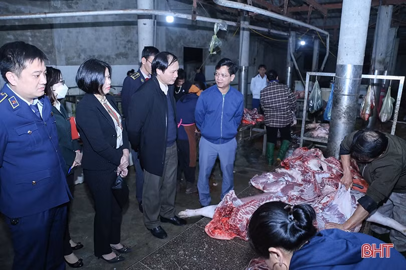 Kiểm tra đột xuất lò mổ gia súc tập trung tại TP Hà Tĩnh