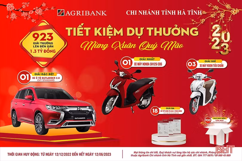 Agribank Chi nhánh Hà Tĩnh triển khai tiết kiệm dự thưởng “Mừng xuân Quý Mão”